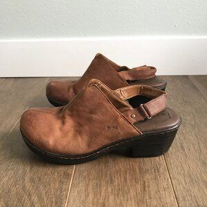 BOC Born Concept Aime Brown Leather Sling-Back Clogs Z05916 - Women's Size 8M